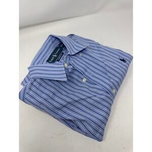 Ralph Lauren Classic Fit Men's Size Small Blue Striped Long Sleeve Dress Shirt